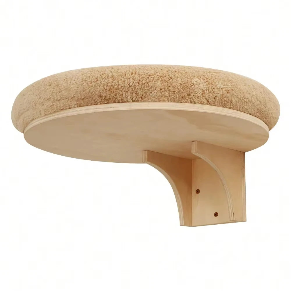 Wall Climbing Set in Sand — plush wall bed on its pine bracket on a white background