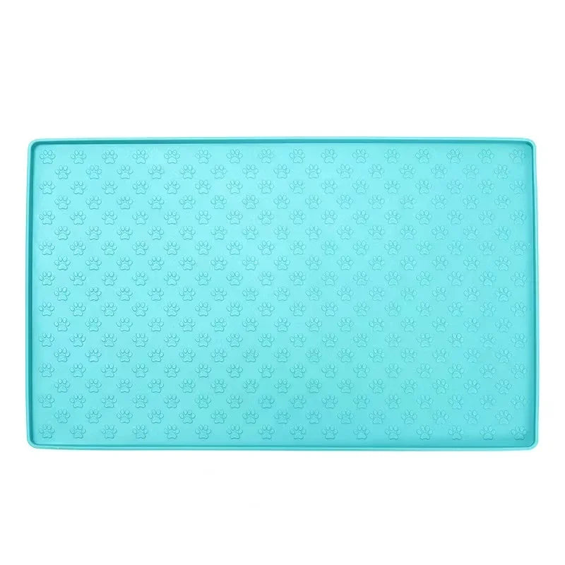 Silicone Feeding Mat in Aqua — full mat shown flat on a white background