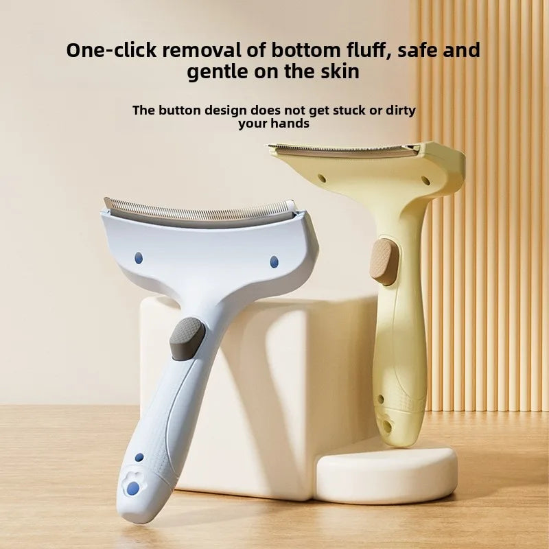 Undercoat Rake in Butter and Blue — set of two styled on a cream plinth