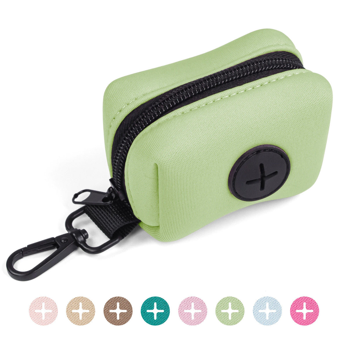 Zip Bag Carrier in Sage — zip pouch with swivel clip, on a white background