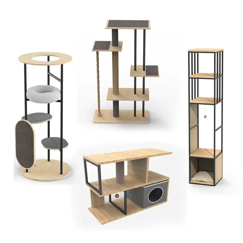 Modern Cat Tree in all four styles — studio view of each silhouette on a white background