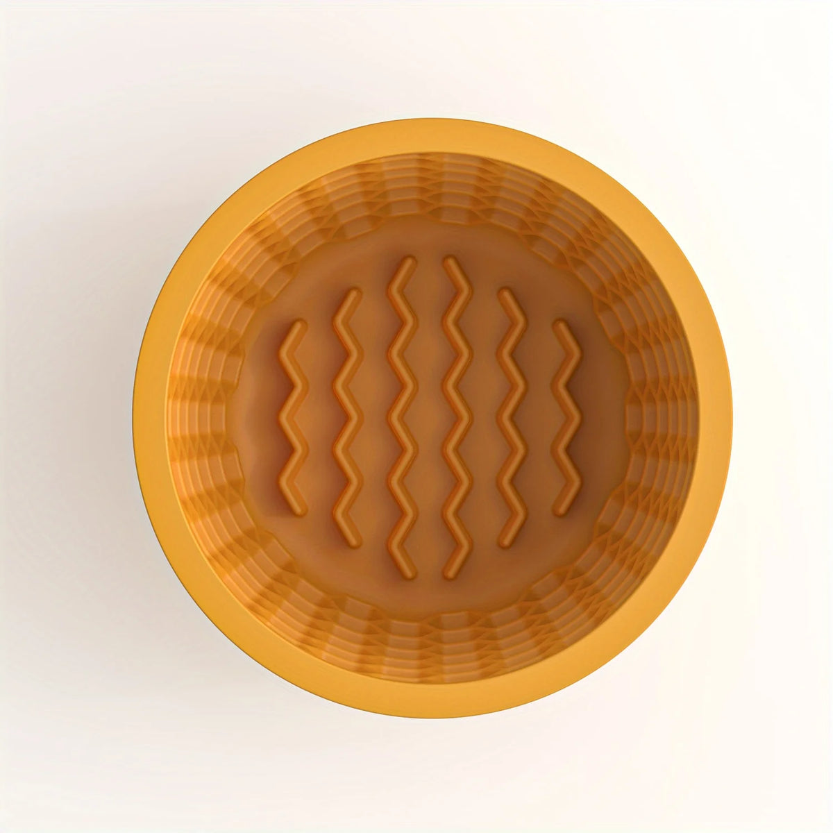 Silicone Slow Feeder in Mustard — top view of the textured interior