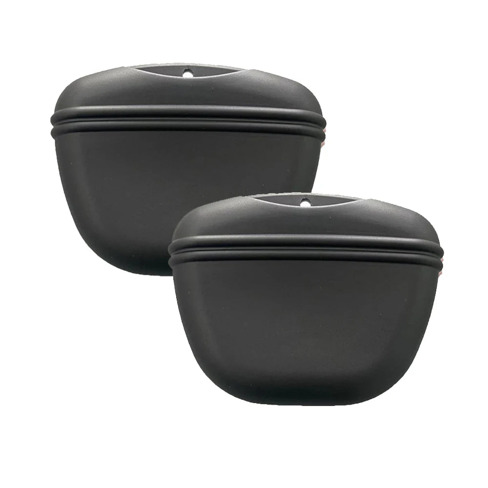 Silicone Treat Pouch in Black — set of 2 pouches on a white background