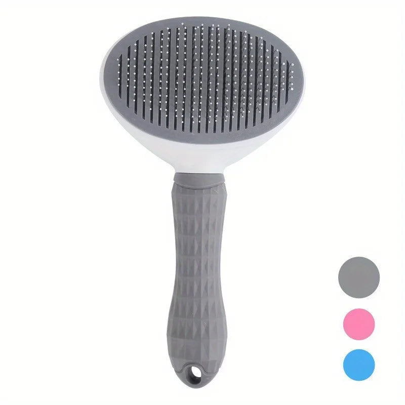 Self-Cleaning Slicker Brush in Stone — front view on a white background