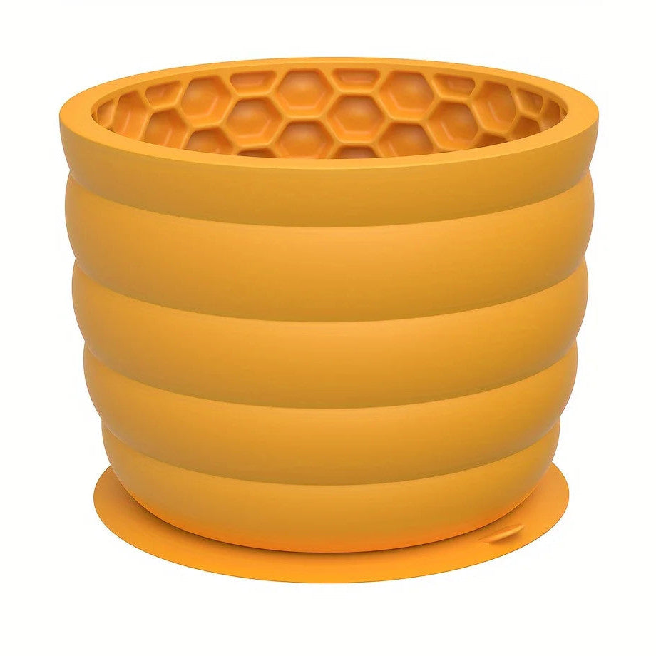 Silicone Slow Feeder in Mustard — large cup on a clean white background